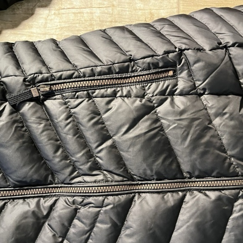 ANDREW MARC Long‎ Black Puffer Coat High Neck Button Vent Pockets - Picture 5 of 11